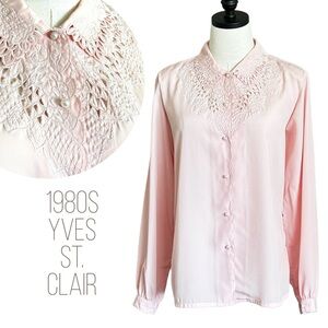 vintage pale blush pink Yves St Clair blouse size 14